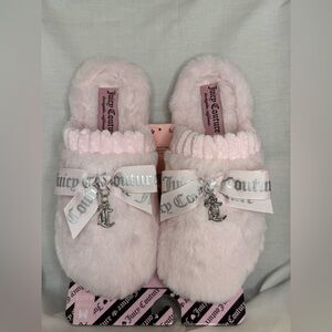 Juicy Couture pink Blush Slippers with Silver Charm